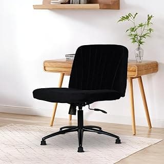CELLBELL Comfy Ergonomic Modern Accent Armchair Without Wheels in Soft Velvet Fabric for Home & Office Use | Cross Legged Back Support Chair with Adjustable Height, Recline & Metal Base (Glossy Black)