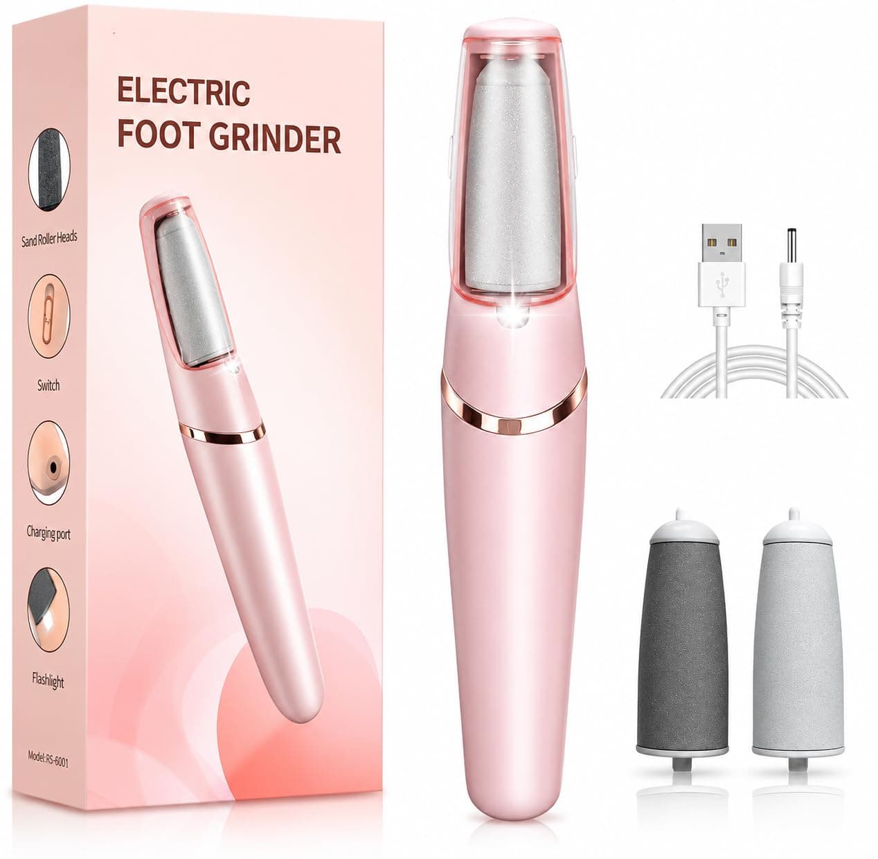 DARKIS Callus remover for feet, dead skin remover electronic pedicure tools | Perfect foot scrubber and cleaner machine (Pink)