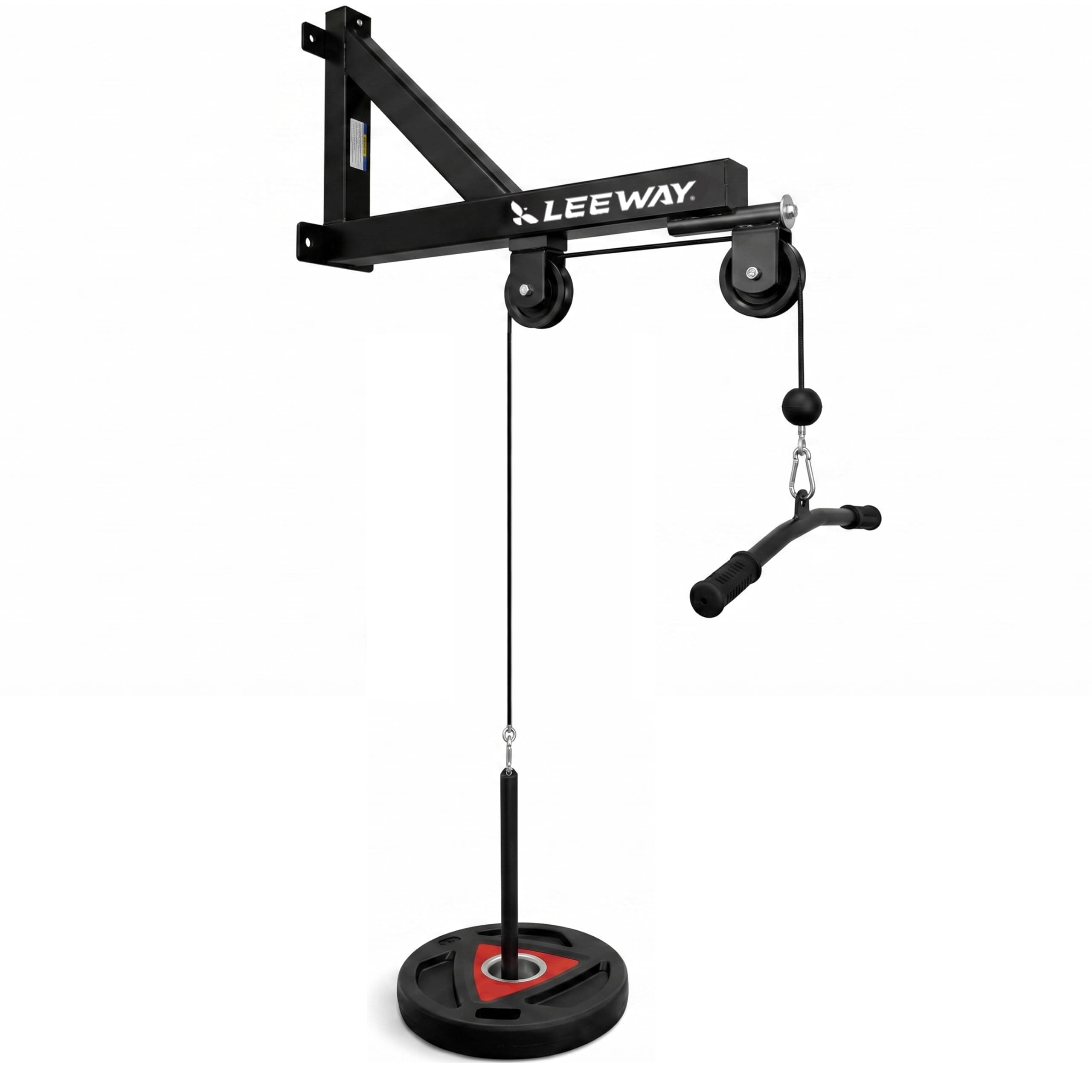 Leeway LAT Pulldown Pulley for Exercise | Wall-Mounted LAT Pull Down Home Gym Machine | Cable Pulley Machine with Loading Pin | Biceps, Back, Triceps Excercise Equipment (Black)