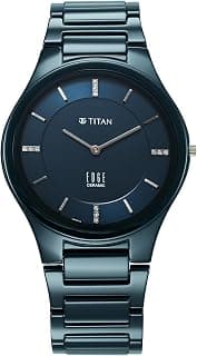 EDGE Titan Edge Ceramic Dress with Diamonds Quartz Analog Blue Dial Blue Ceramic Strap Watch for Men - NT1696QC09
