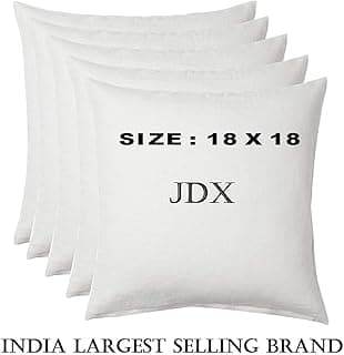 JDX Micro-Fiber Soft Cushion Set of 5 (Size 18x18 Inch) - Color White - Hotel Quality | 18001-5-18x18