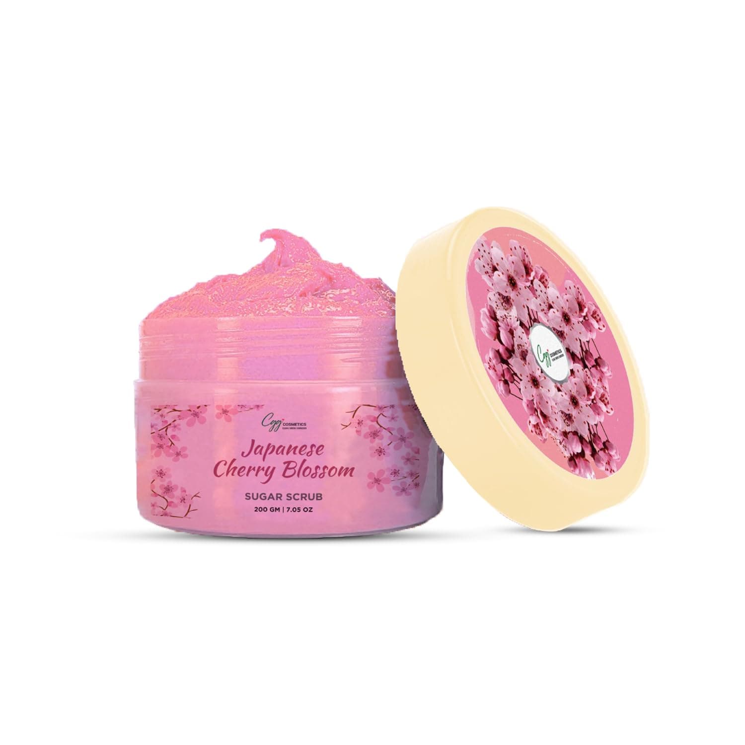CGG Cosmetics Japanese Cherry Blossom Sugar scrub|Exfoliation & Tan Removal | Skin Brightening | Deep Moisturization | 100% Vegan| 200GM