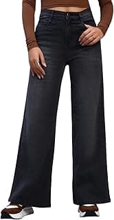 Amazon Brand - INKAST Women High Rise Wide Leg Full Length Cotton Poly Lycra Jeans | Casual Denim Wear