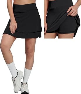 Mehrang Skirt with Shorts for Women's & Girl's Solid High Waist Flared Skater Short Mini 2 Layer Skirt