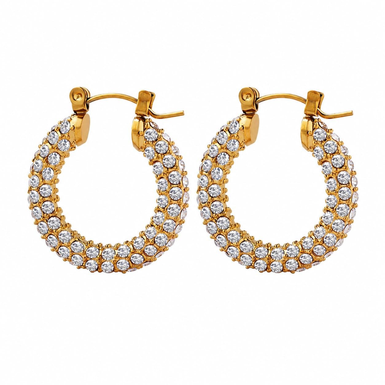 18K Gold Plated Cubic Zirconia Hoop Earrings for Women| Gift for Girls & Women