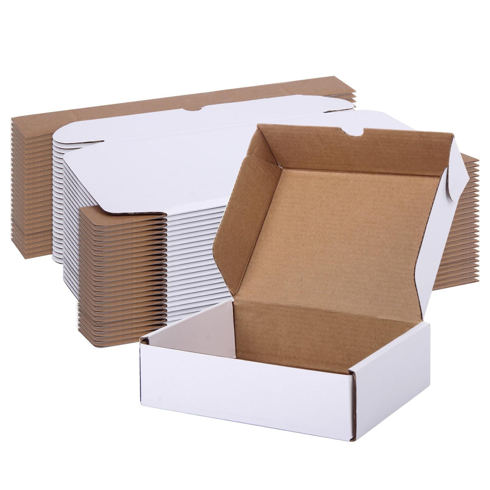 NBI white Self Locking 3 Ply Corrugated Boxes 11x8x4 Inch Pack of 25 for Packaging Shipping Storing and E-Commerce (White)