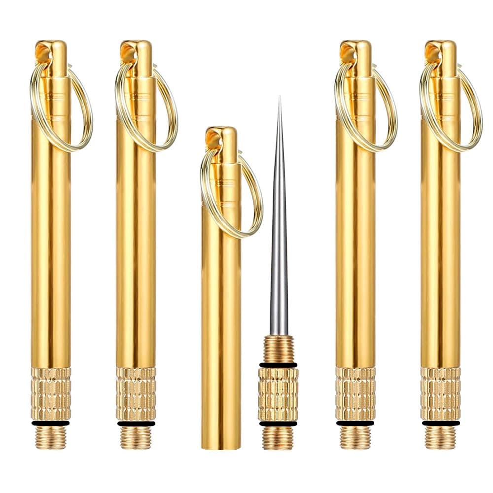 5 Pcs Portable Toothpicks with Key Ring Metal Titanium | Multifunctional, For Outdoor Picnic and Camping