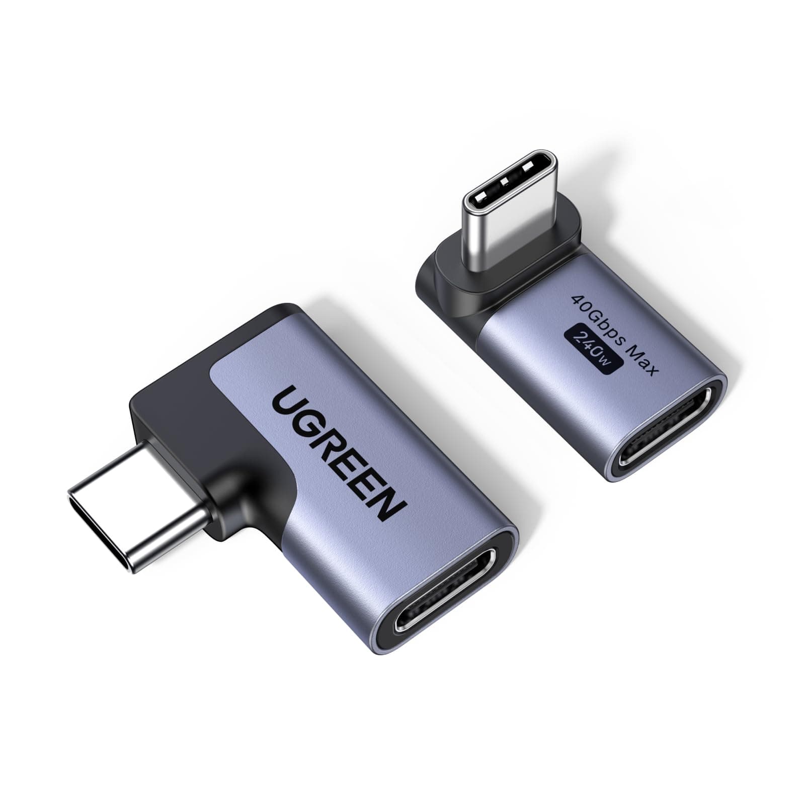 UGREEN 40Gbps Right Angle USB C Adapter Combo 240W Charge 2 Pack | 8K 60Hz Video Display, Compatible with MacBook, Steam Deck, Switch, ROG Ally, iPhone 17, iPad