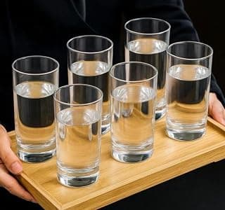 Glass Juice and Water Glasses Set of 6 Transparent, 300Ml, Drinking Water Glasses Stylish and Crystal Highball for Water, Juice and Cocktails