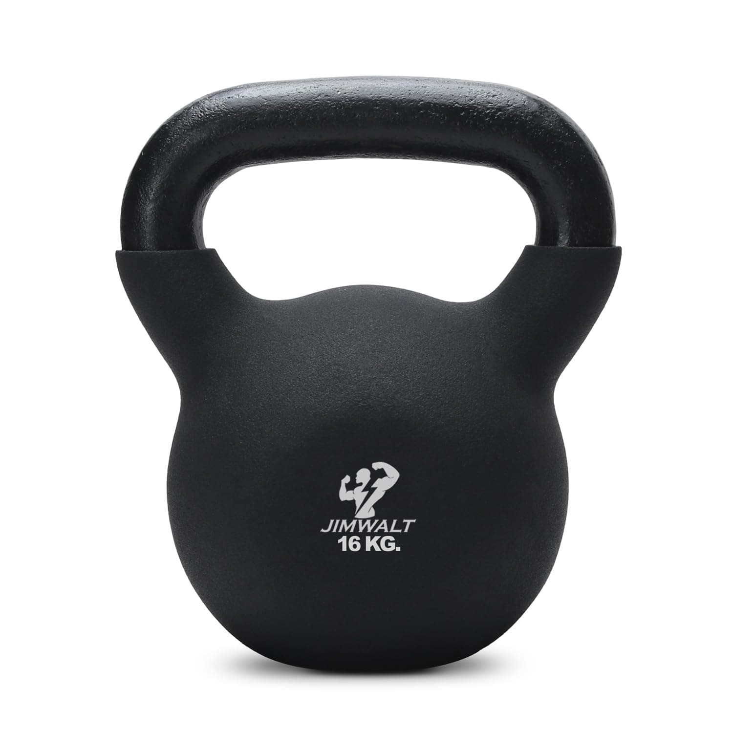 Jimwalt Jimwalt Premium Black Series Neoprene Coated Solid Kettlebell - Non Slip Grip| Reach Compliant| From the House of Healthycliq| Sedex Certified| Strength Training Weight for Home Gym 16 KG (35.27 LBS)