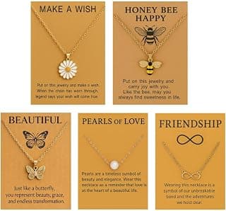 SUPER SOFTENER 5 Pcs Combo Pendant Necklace Set for Women Stylish Chains | Butterfly, Pearl, Daisy, Honey Bee & Infinity Jewellery Combo for Women Pendant Necklace Gifts for woman And Girls