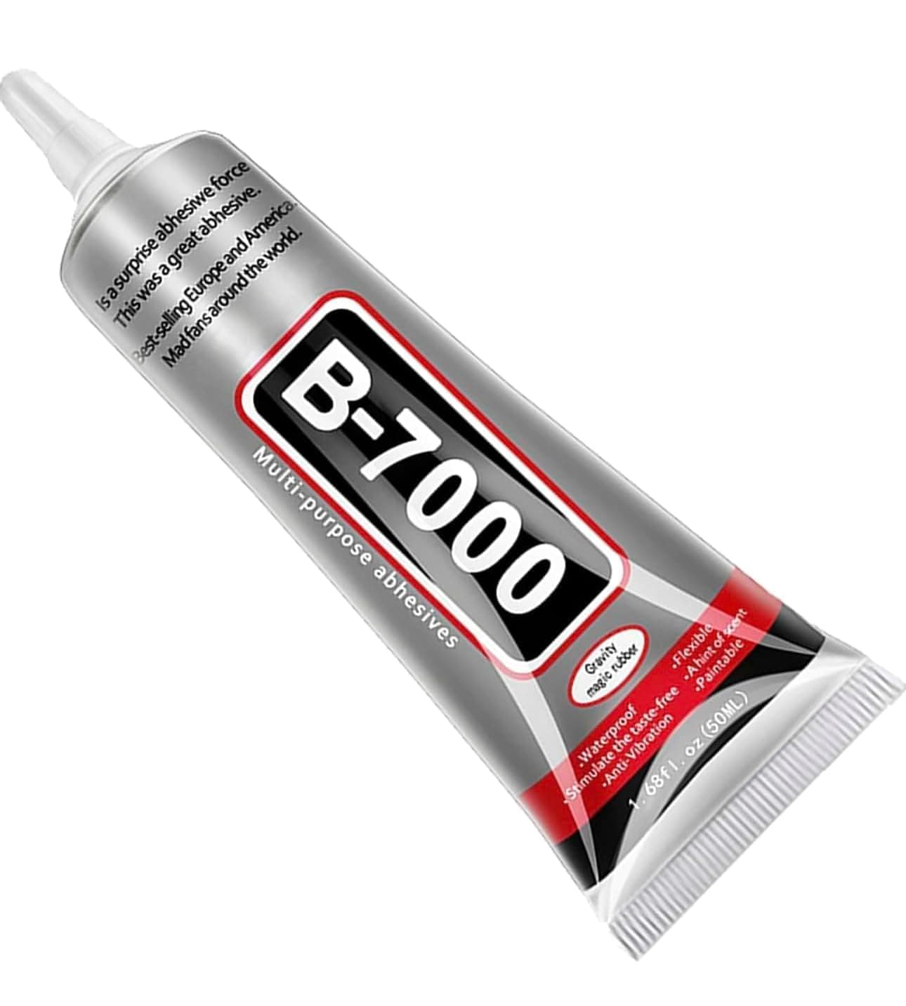 B-7000 Multi-Purpose Adhesive Glue (50ML) | Industrial Strength Transparent Glue for Jewelry, Crystal Crafts, Shoes, Fabric, Phone Screen Repair, Metal, Plastic & Glass | Waterproof & Flexible Bond