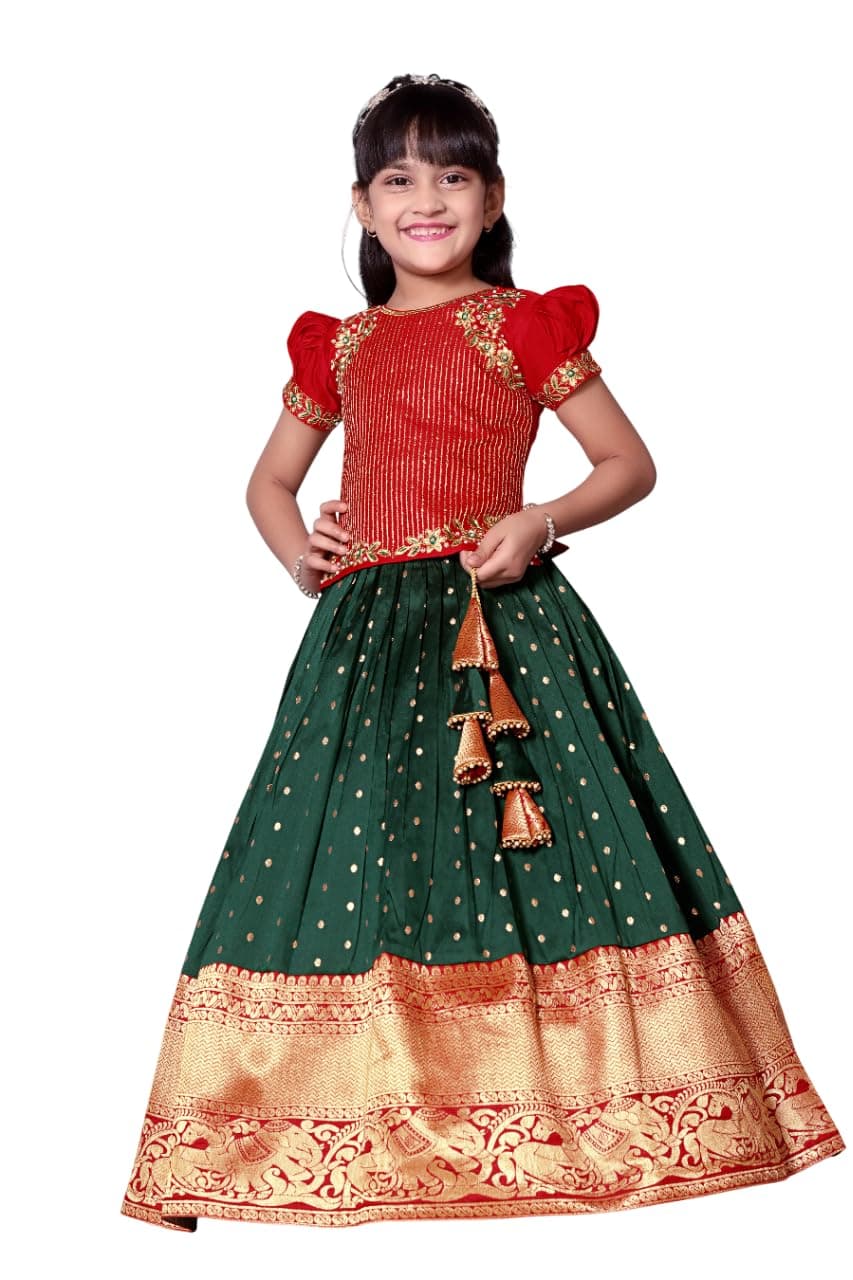 White Button Girls Silk Blend Readymade Lehenga choli