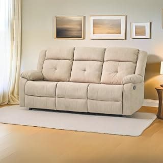 Royaloak Wave Fabric Recliner Three Seater | Reclining Sofa | Pillow Top Armrest | High Backrest | Pocket Spring Comfort | Heavy-Duty Metal Base | Tufted Upholstery Design