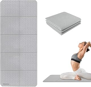 PANCA Folding Yoga Mat for Exercise 8mm Thick Big Size Non Slip Workout Mat for Yoga, Meditation, Pilates, Gymnastics & Home Gym | Foldable Exercise Floor Mat for Men Women Kids (Grey)