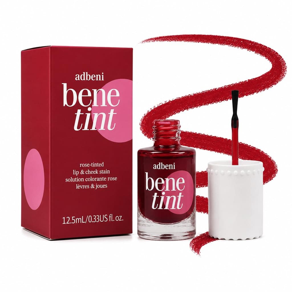 Adbeni Bene Tint Rose Tinted Lip & Cheek Stain, 12.5 ml | 3-in-1 Liquid Tint Lip, Blush & Eye, Long-Lasting 12+ Hours | Buildable Color for Everyday Makeup