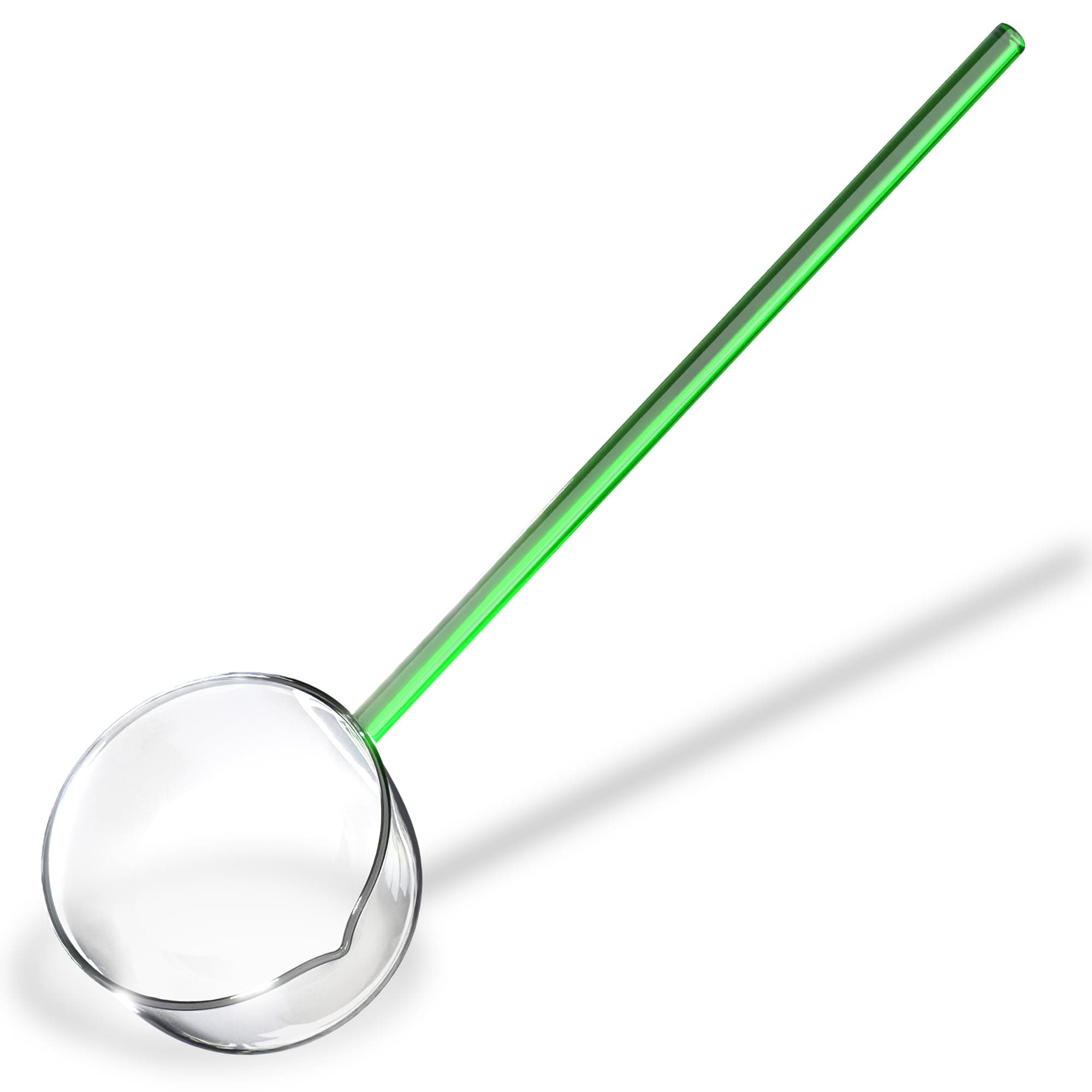 QUIKSPARQ Multipurpose Glass Spoon and Ladle - Heat Resistant Borosilicate Karandi for Cooking, Serving, Stirring & Tadka (Green)