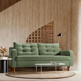 Duroflex Ease Plus - 3 Seater Sofa Set for Living Room | 3 Year Warranty | Premium Wooden Frame Sofa | Anti-Pilling Fabric, Fade & Termite Resistant | Comfortable & Durable Couch - Chive (Green)