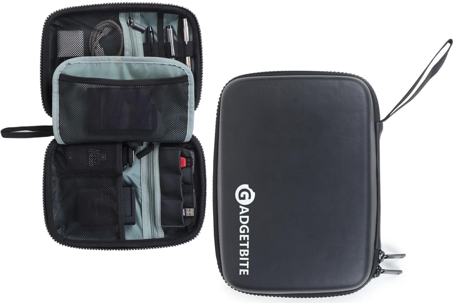 GadgetBite EVA Water-Resistant Travel Electronic Organizer Bag for Charger, USB, Hard Drive, Phone, Cables, SD Cards, and More, Compact Portable Storage Carrying Case for Electronics Accessories