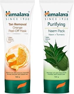 Himalaya Herbals Tan Removal Orange Peel-off Mask, 100g & Himalaya Herbals Purifying Neem Pack, 100g Packaging might differ