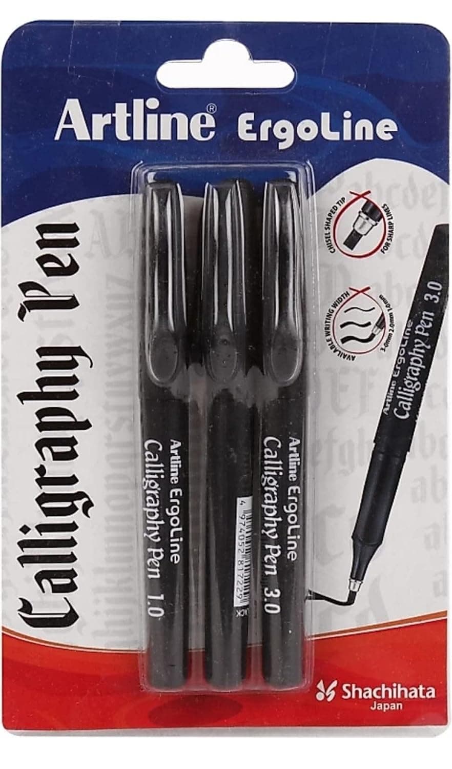 Artline Ergoline Calligraphy Pen Set of 3 Pens (0.1, 0.2, 0.3) Black Ink | Artline Calligraphy Pens