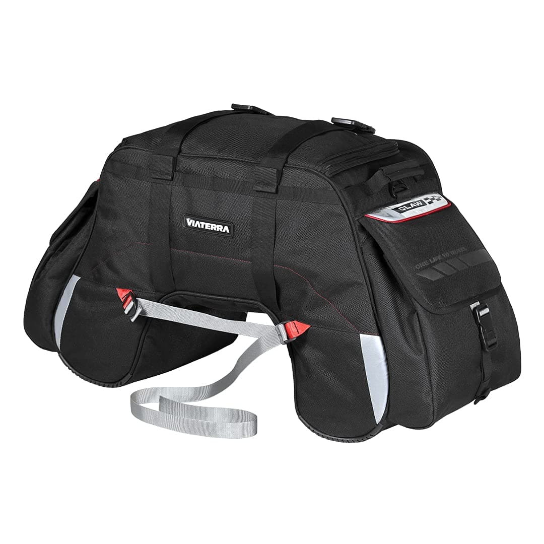 ViaTerra Claw Motorcycle Tail Bag (72L, Black) Free Outer Rain/Dust Cover; Ideal Travel Accessory for Motor Bike Riders; Fits Most Bikes