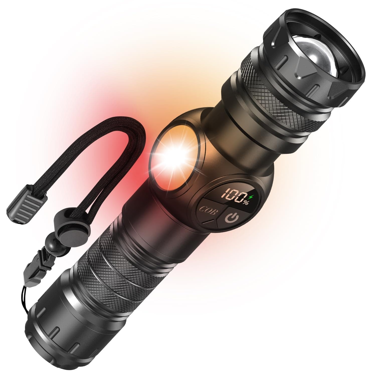 Eopora High Power Rechargeable LED Torch Light, 2 KM Long Range | 10000 Lumens, High Beam, Magnetic Base, IP67 Waterproof, 9 Light Modes, USB-C Charging, LCD Display, For Camping and Outdoor