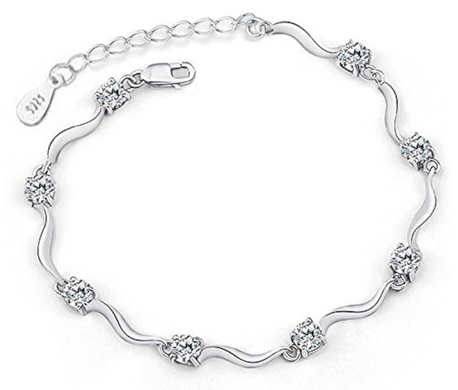 Shining Diva Fashion Latest AAA Crystal Silver Plated Bracelet for Women and Girls