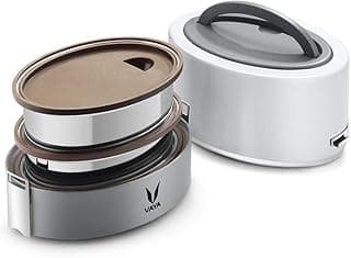 VAYA TYFFYN Lunch Box for Kids for School, Polished Stainless Steel Tiffin Box Without BagMat, 600ml Insulated Tiffin Box for Office for Men with 2 Containers, Hot Lunch Box for Girls, White