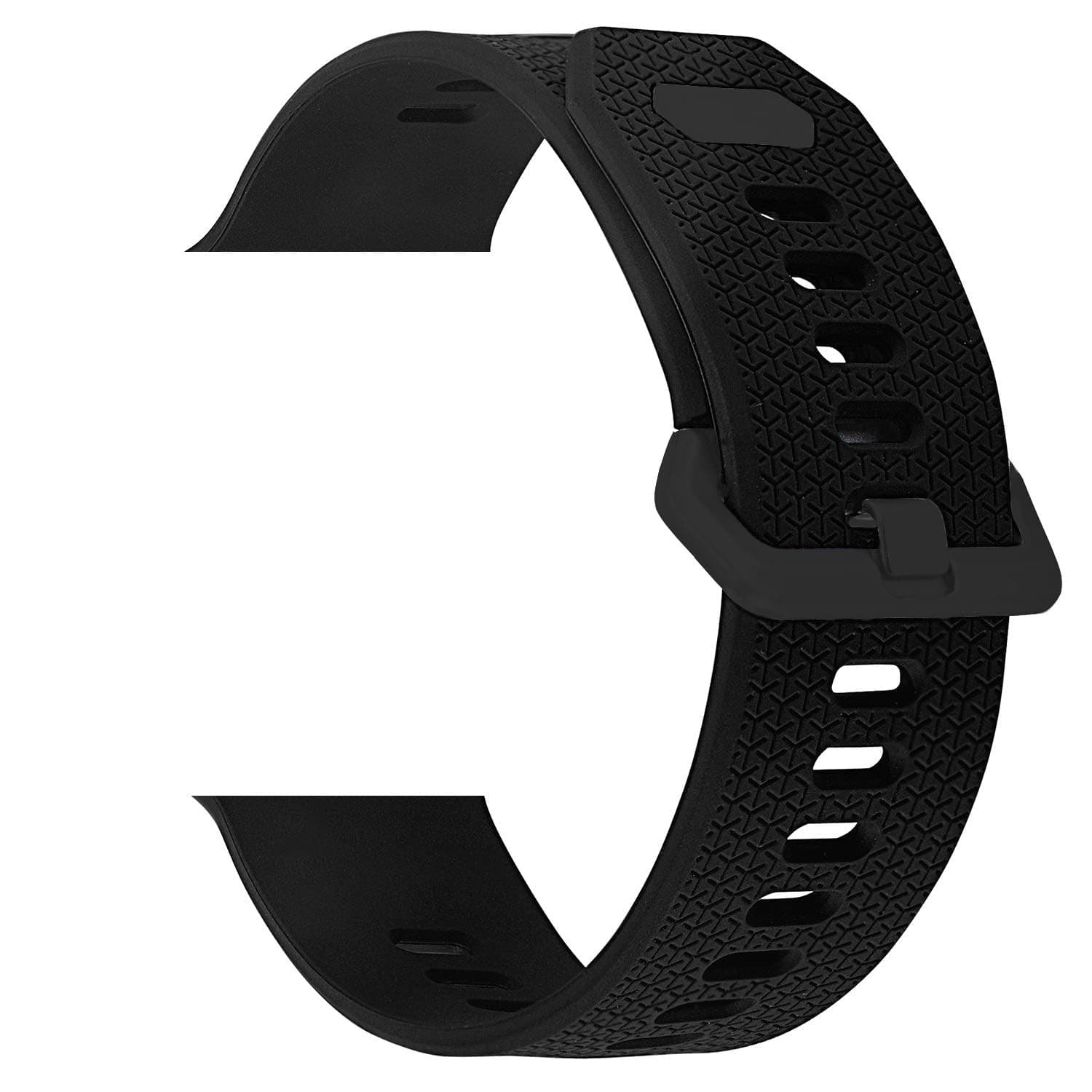 Oboe 42/44mm Silicone Sport Smart Watch Band Textured Replacement Strap with Stainless Steel Buckle Compatible with Apple Watch iWatch Series 5/4/3/2/1 (Black)