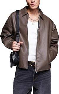 EXOTIX Faux Leather Oversized Coach Jacket | Stylish Polo Coller Trandy | Racing Motor Biker Riding Jacket Outerwear for Winter Travel Parties & Daily Use | Plain Classic Design For Men & Women