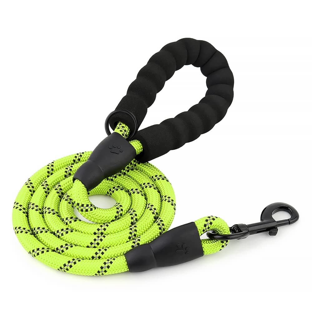 HANK Dog Leash | 3M Reflective Dog Rope | Soft Comfortable Handle | Heavy Duty Belt Hook | (Suitable Up to 10KG - Small Breed) - 5 Feet Long (S - Neon Green)