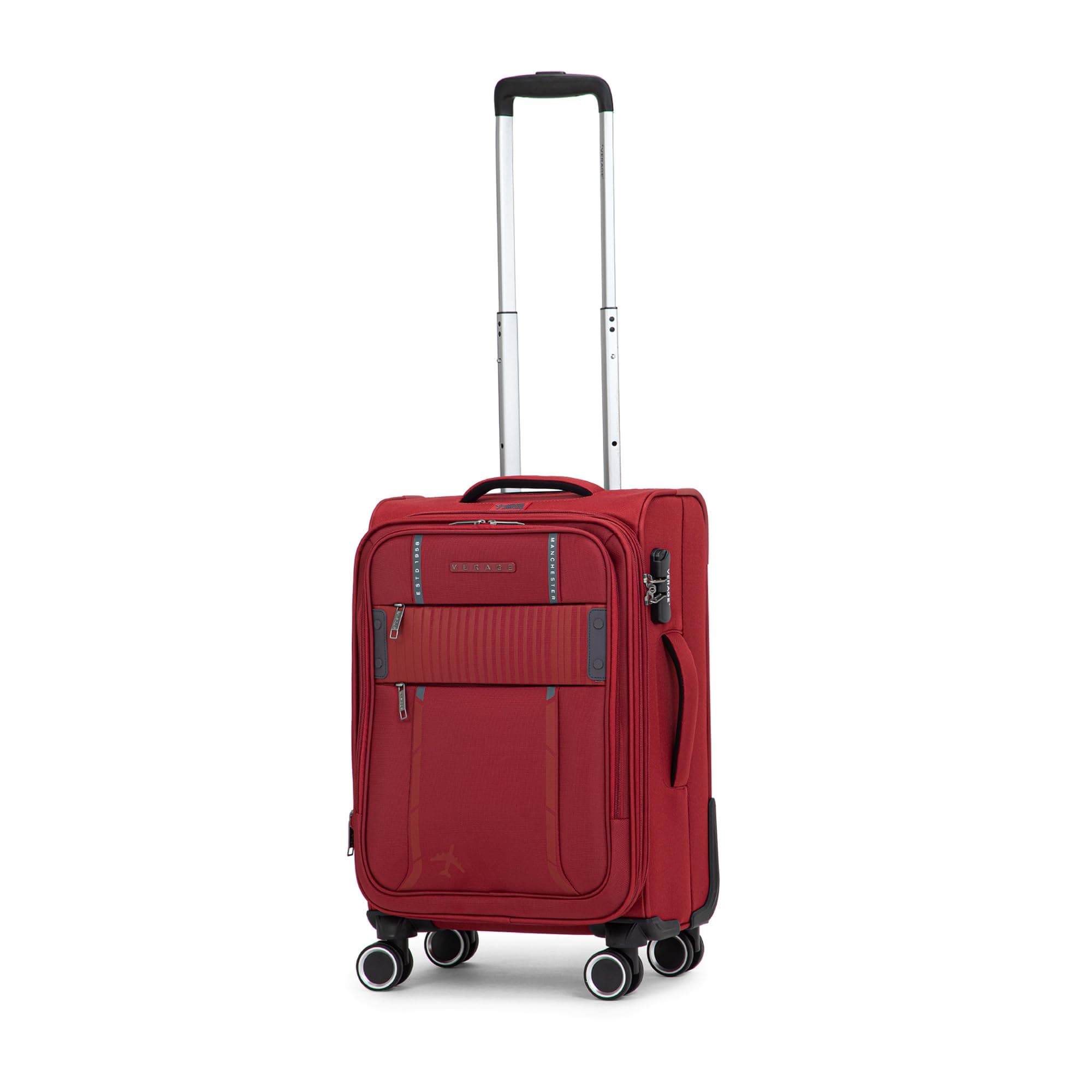 Verage Specter 57 cms Red Soft Sided Cabin Size Carry On Luggage Trolley Bag for Travel with Expandable & Anti Theft Zipper Suitcase Spinner for Men and Women