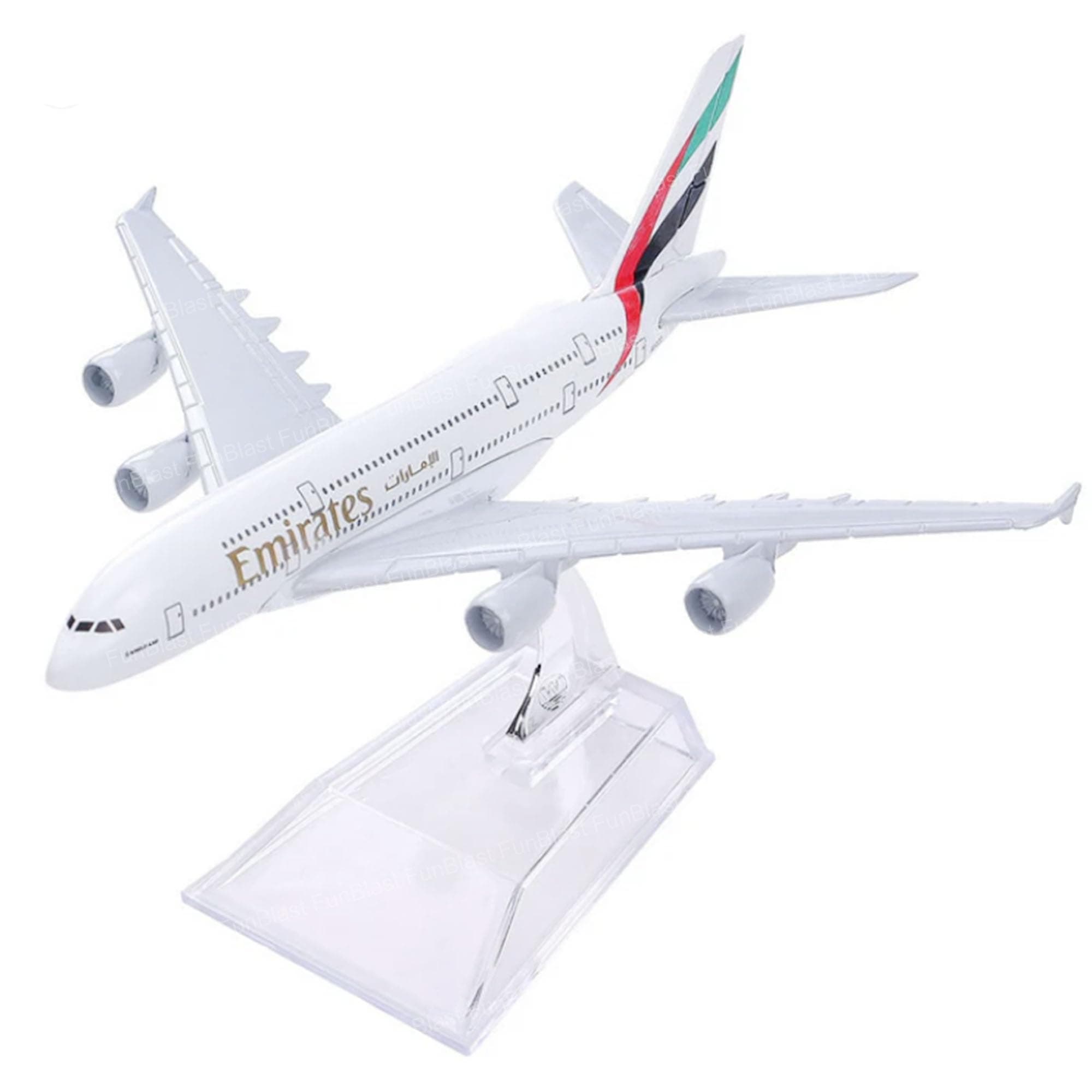 FunBlast Diecast Aeroplane Scale Model - Airplane Miniature Model Only for Display, Size -14 Cm (A380-Emirates)