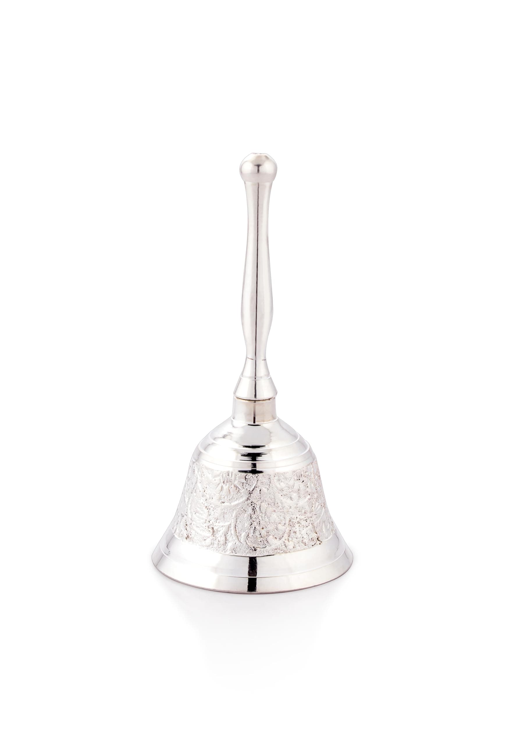 Silverglow Ghanti for Pooja & Other Rituals| Pure Silver Plated Bell for House & Temple Prayers | Puja Mandir Bell for Arti | Traditional Puja Item (Medium Size 2, 13cm Height) – 110 GMS