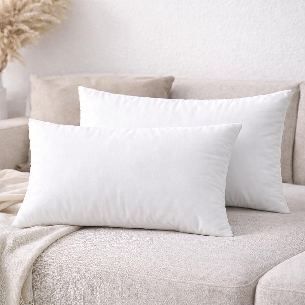 R home Cushion Filler 30x50 cm Pack of 2 / 12x20 Inch | Lumbar Cushion Filler | Rectangle Cushion Insert | Vacuum Packed | Super Soft Microfiber I Best Grade Polyfill with Bounce Back