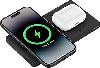 Belkin Magsafe 2-in-1 Wireless Charging Pad 15W | Fast Charging iPhone | Wireless Charging Station for iPhone 16, 15, 14,13 and 12 Series, AirPods, and Other MagSafe Enabled Devices | Black