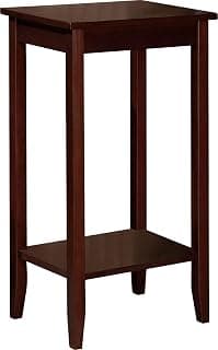 Umark Side Table with Lower Shelf Sheesham Wood for Home Decor Living Room Single Tall and Multipurpose Walnut Finish (Dark Brown)