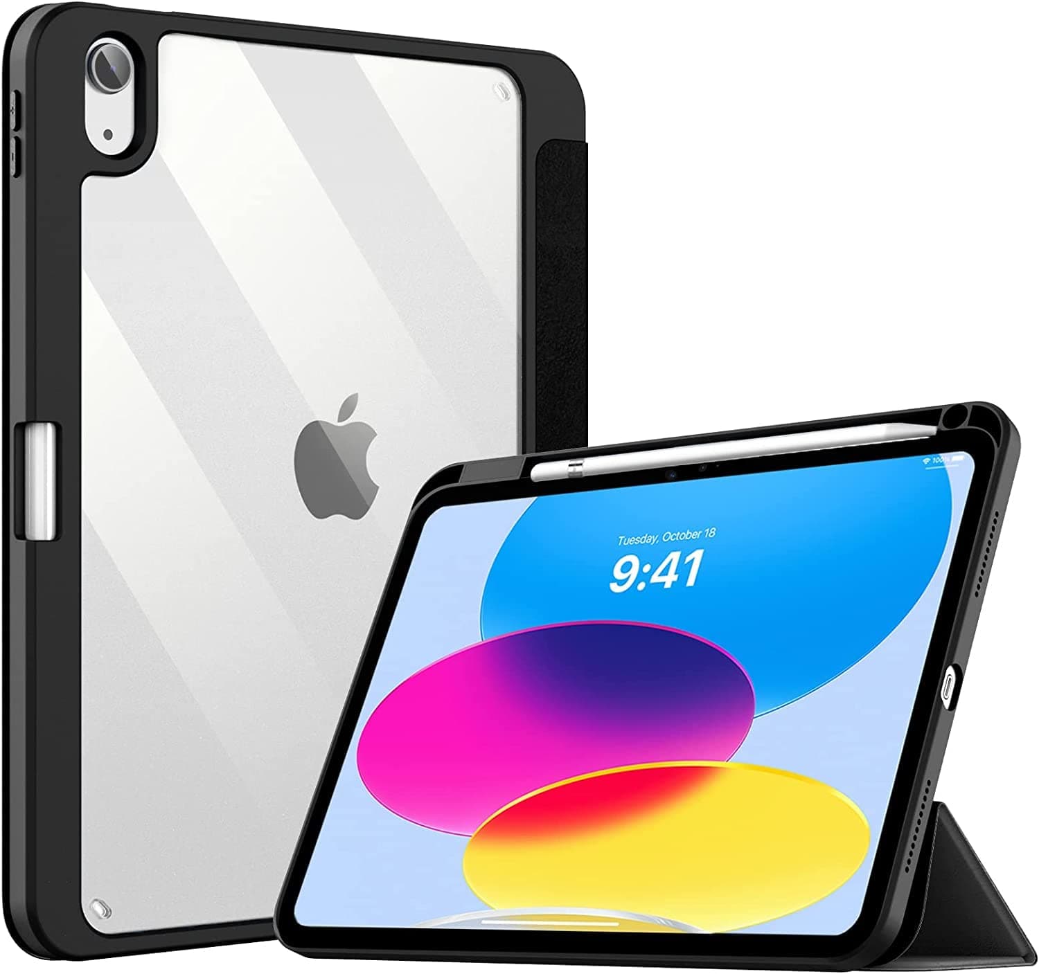 ProElite Case Cover for Apple iPad (A16) 11th/10th Generation (2025/2022), Transparent case Cover with Pencil Holder for iPad 11th/10th Gen 2025/2022, Black