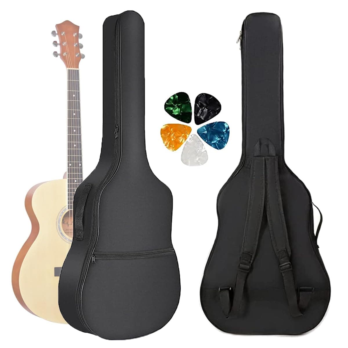 DEVICE OF URBAN INFOTECH Oxford 41 Inch Guitar Bag for Acoustic Guitar Cover Guitar Case Acoustic with Guitar Picks Acoustic Guitar Bag for 38, 39, 40, 41 inch Guitar, Black