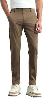 Flying Machine Men's Slim Tapered Fit Trousers| Solid | Mid Rise