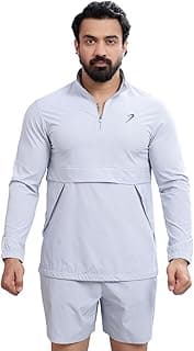 FUAARK Men's Thread High Neck Pullover with Zip Closure