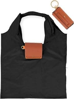 HIE Lepayt Foldable Tote Bag | Women Lightweight, Compact & Durable Handbag | Eco-Friendly Convertible Travel Tote with Detachable Golden Metal Keychain Loop & Vegan Leather Cover.