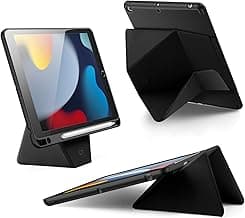 ProElite Versatile Tablet Stand case for Apple iPad 10.2 inch 2021 9th/8th/7th Gen, Smart flip Case with Stable Stands with Pencil Holder for iPad 10.2 inch 2021, Black