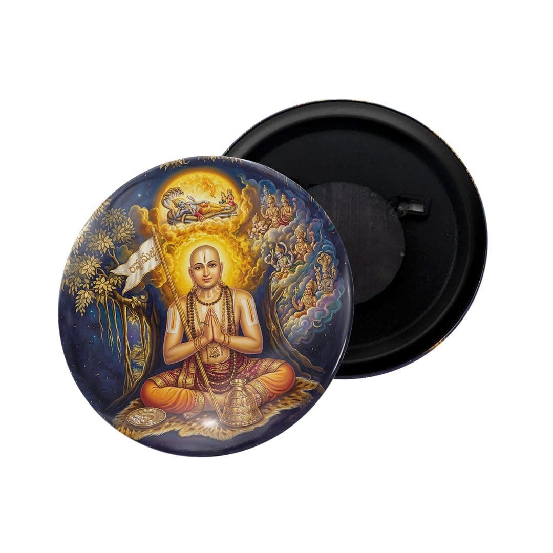 dhcrafts Fridge Magnet Black Color Ramanuja Glossy Finish Design Pack of 1(58mm)