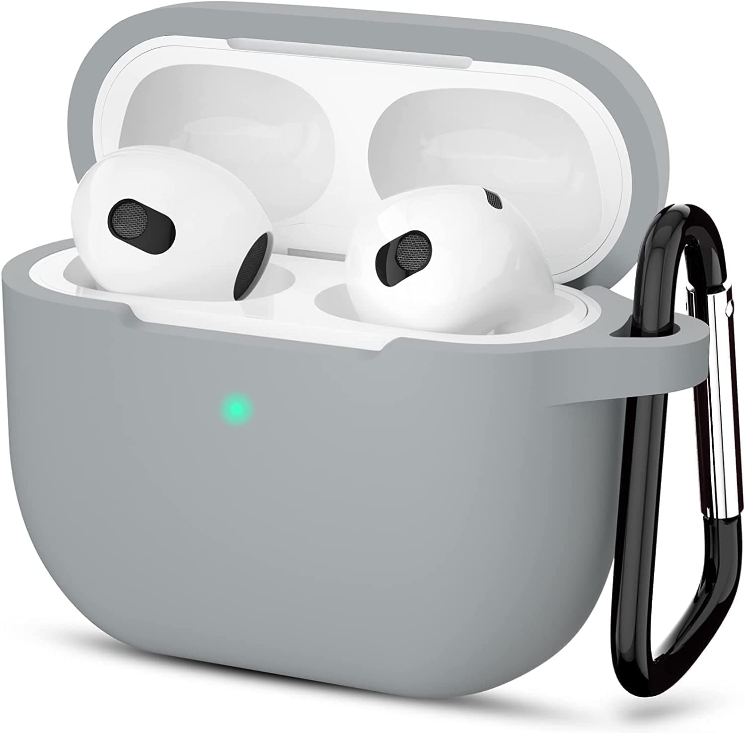 Sounce Air Pods 3 Case Cover with Keychain Neck, Protective Silicone Case Skin Compatible with Air Pods 3rd Generation (2021 Released), Shockproof, Supports Wireless Charging [Grey]