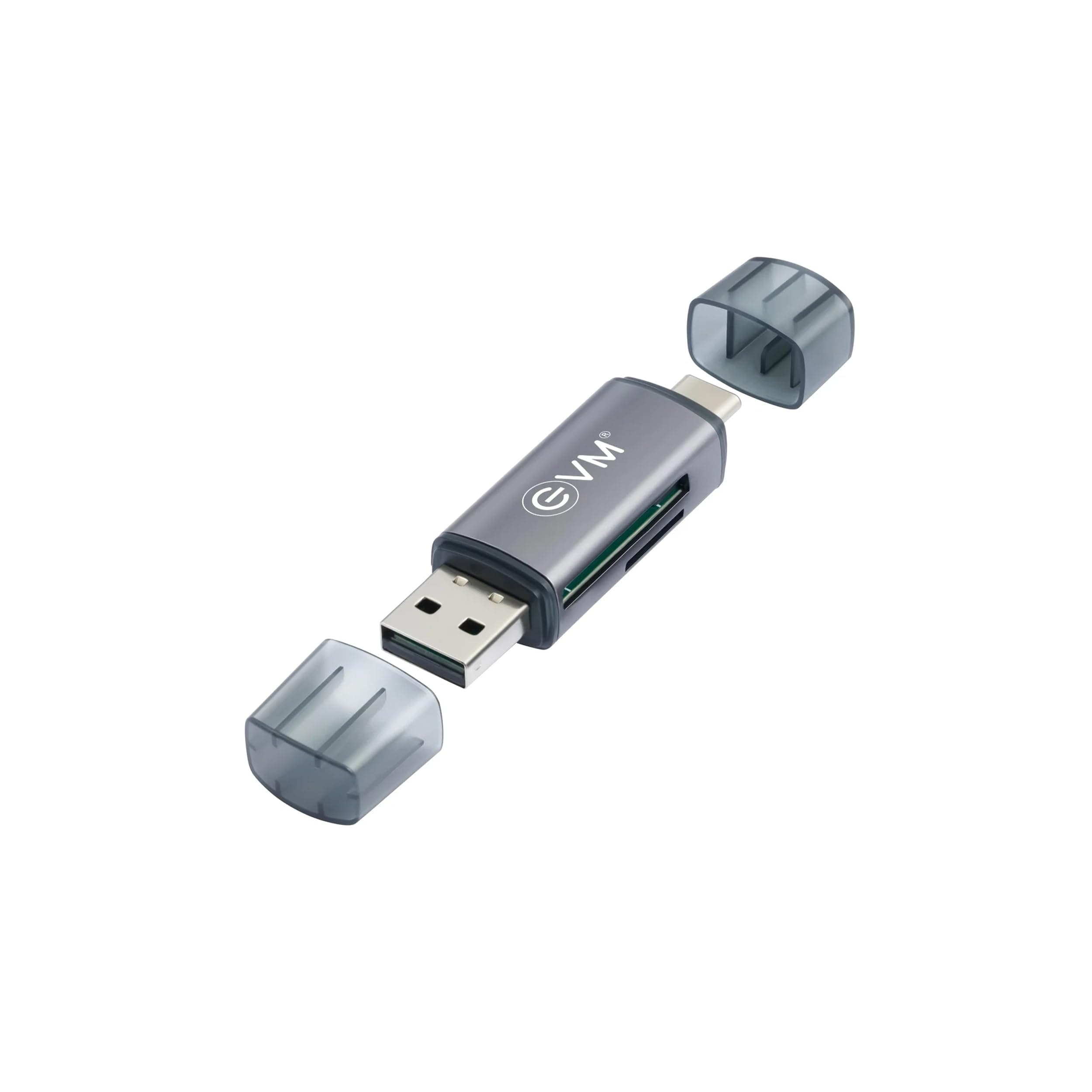 EVM 4-in-1 OTG Card Reader USB 3.0 Type-C | SD SDHC SDXC Micro SD TF | Plug & Play Adapter for Android iOS Laptop Tablet | 1 Year Warranty (EVMACR+)