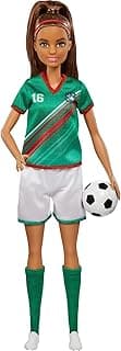 Barbie® Soccer Doll, Brunette Ponytail, Colorful #16 Uniform, Soccer Ball, Cleats, Tall Socks, Great Sports-Inspired Gift for Ages 3 and Up