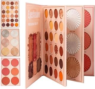 Essential All in One 4 Pages Face Makeup Book Palette Combo Kit Set - Eyeshadow Palette, Highlighter, Blusher, Contour, Bronzer, Eyebrow Color- Professional Kit for a Flawless Look (Women)