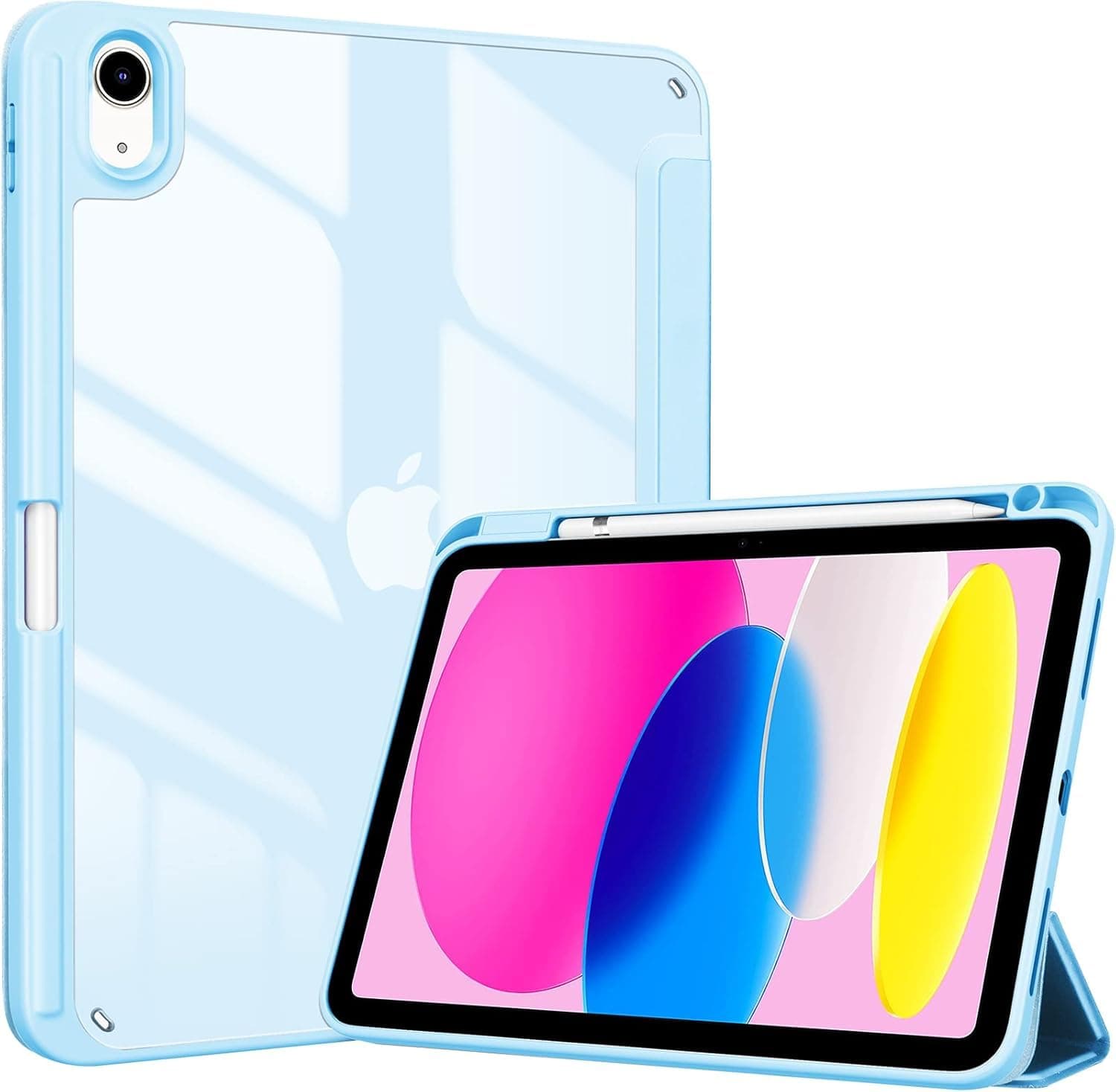 MOCA Case for iPad (A16) 11th Generation 11 Inch 2025 10th Generation Case 2022, iPad 10.9 Inch Cover with Clear Transparent Back and TPU Shockproof Frame Cover - Aqua Blue